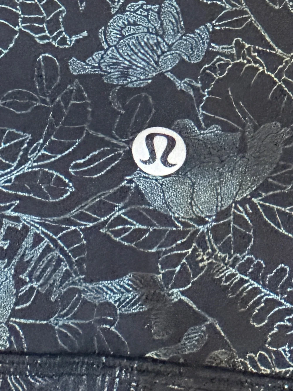 lululemon Botanical Floral High Rise 7/8 Leggings Black Blue No Size Tag